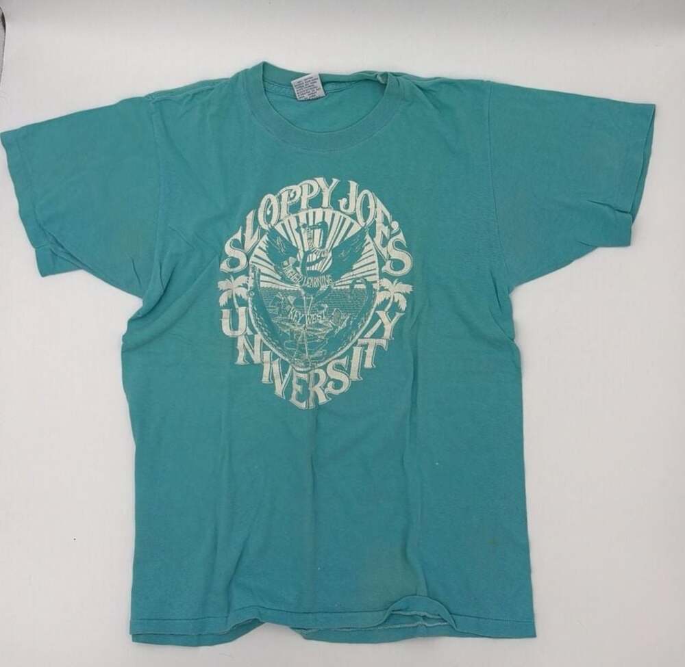 Vintage 1986 Sloppy Joe's University Key West T-Shirt Teal Size M